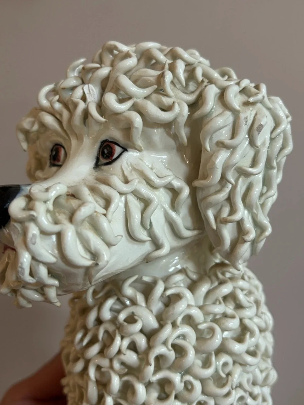 Vintage Italian Handmade Hollywood Regency Spaghetti Poodle Dog Sculpture Statue